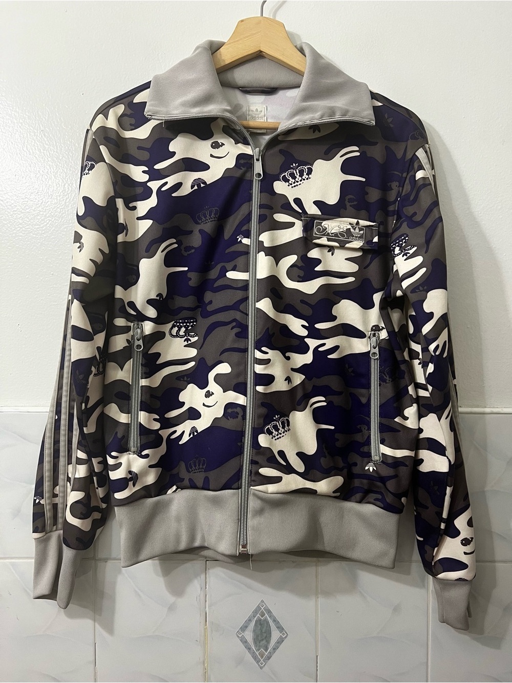 Vintage Y2K 2004 Missy Elliott x Adidas Purple Camo Full Zip Track L Jacket RARE
